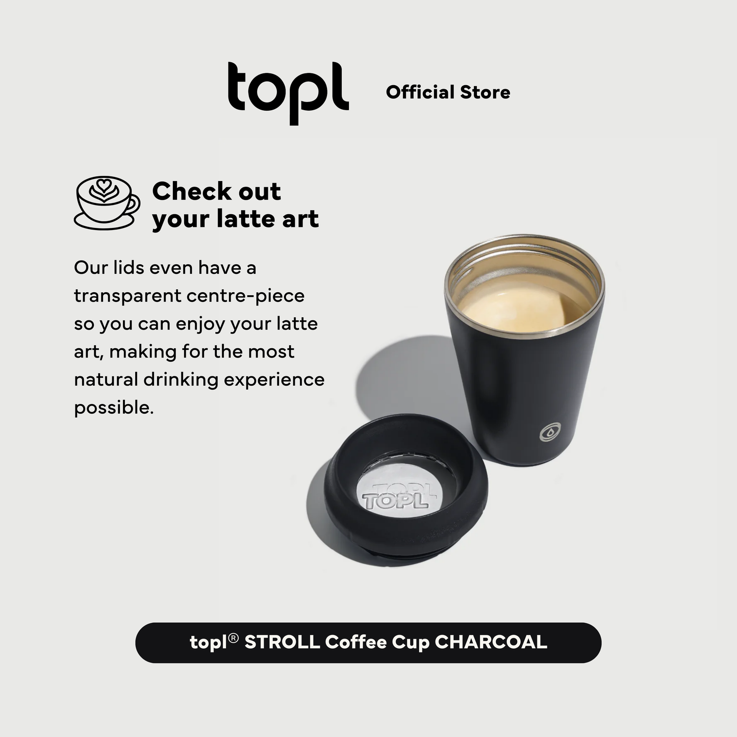 topl® STROLL Coffee Cup CHARCOAL